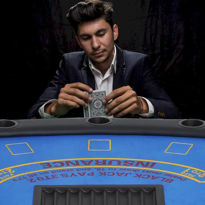 Folding Poker Table with Cup Holders and Chip Tray
