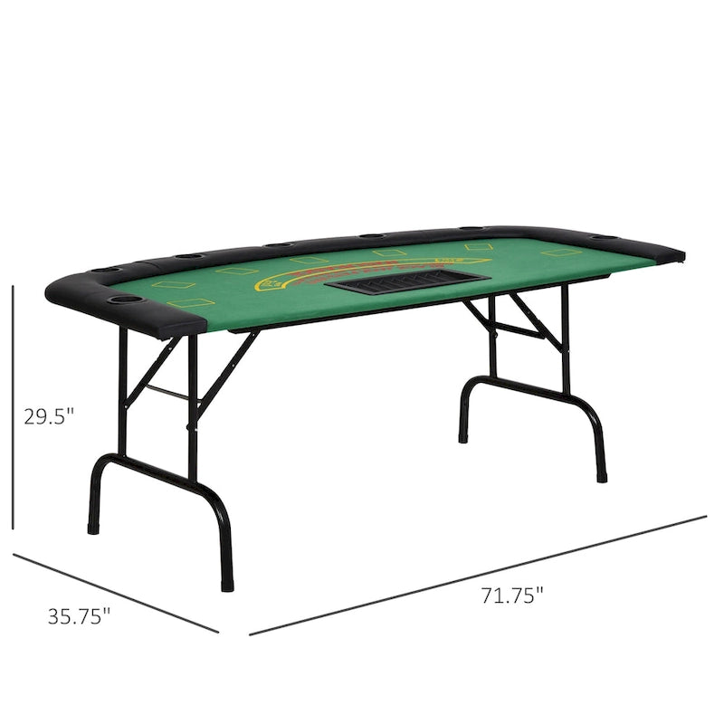 Folding Poker Table with Cup Holders and Chip Tray