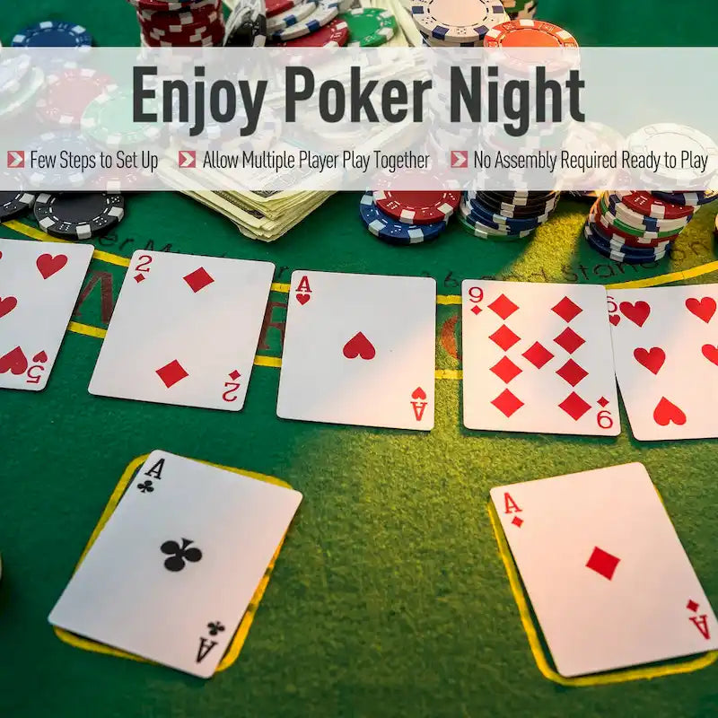 Folding Poker Table with Cup Holders and Chip Tray