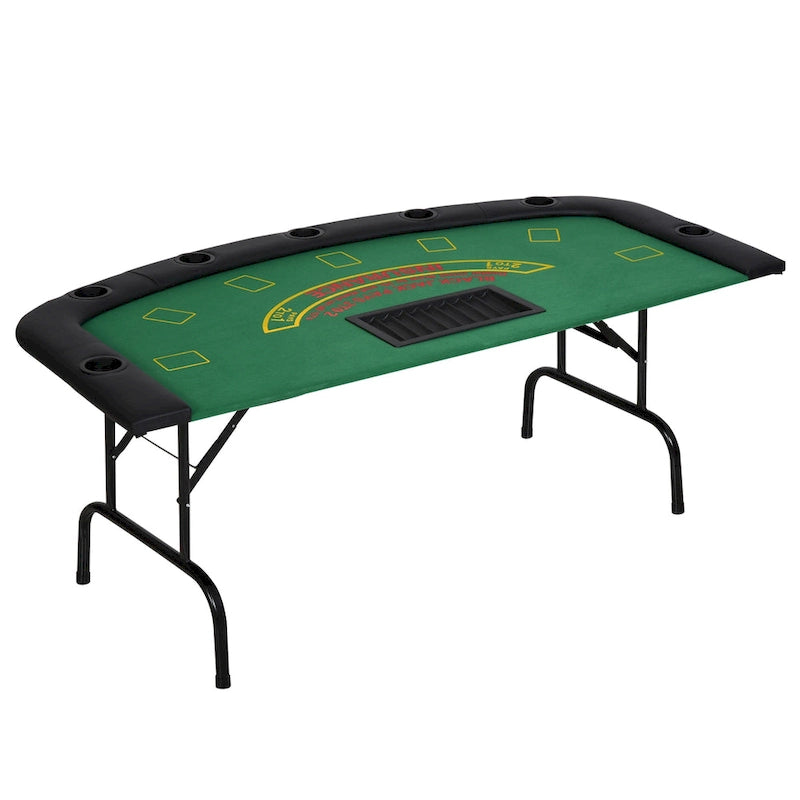 Folding Poker Table with Cup Holders and Chip Tray