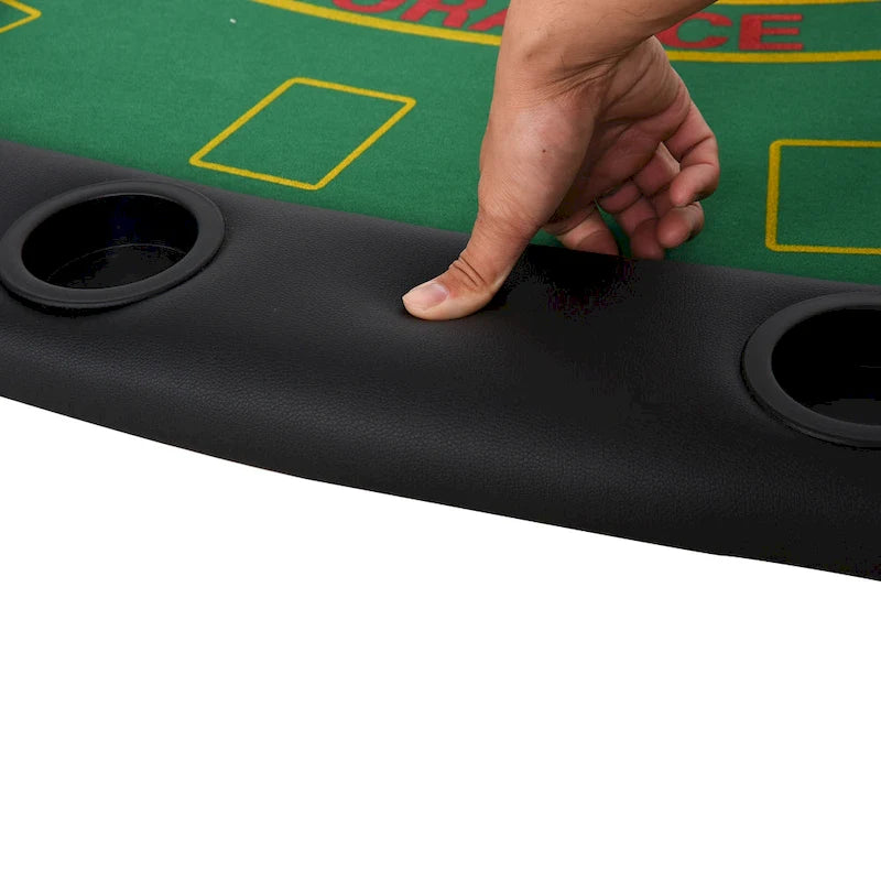 Folding Poker Table with Cup Holders and Chip Tray