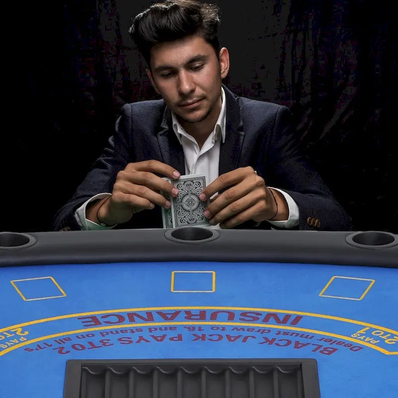 Folding Poker Table with Cup Holders and Chip Tray