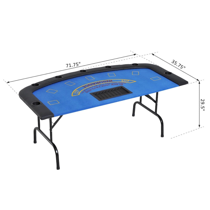 Folding Poker Table with Cup Holders and Chip Tray