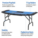 Folding Poker Table with Cup Holders and Chip Tray