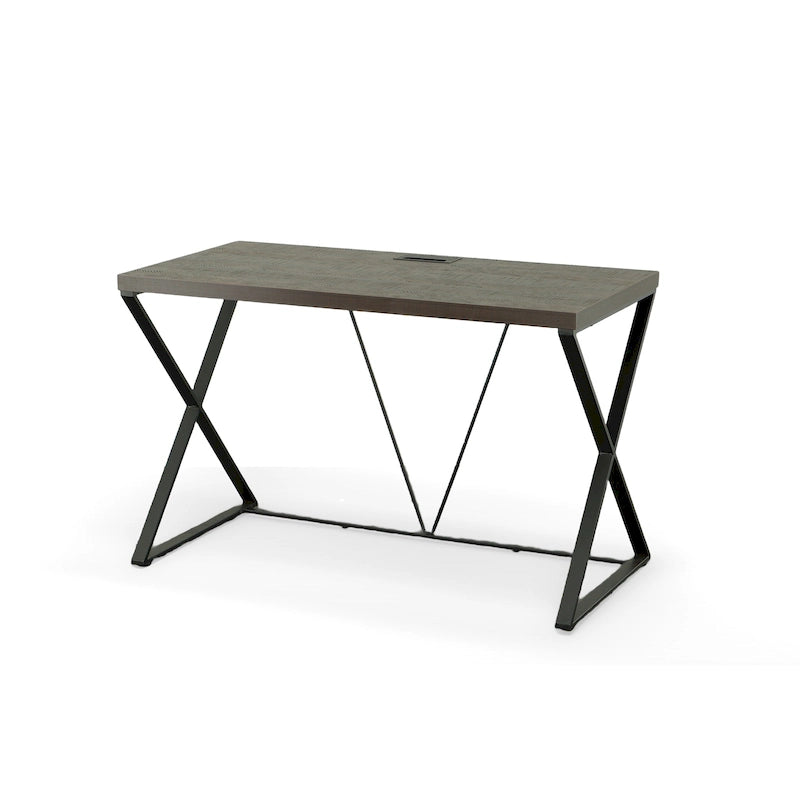 Computer Desk with Wood-Grain Top - Elm/Black