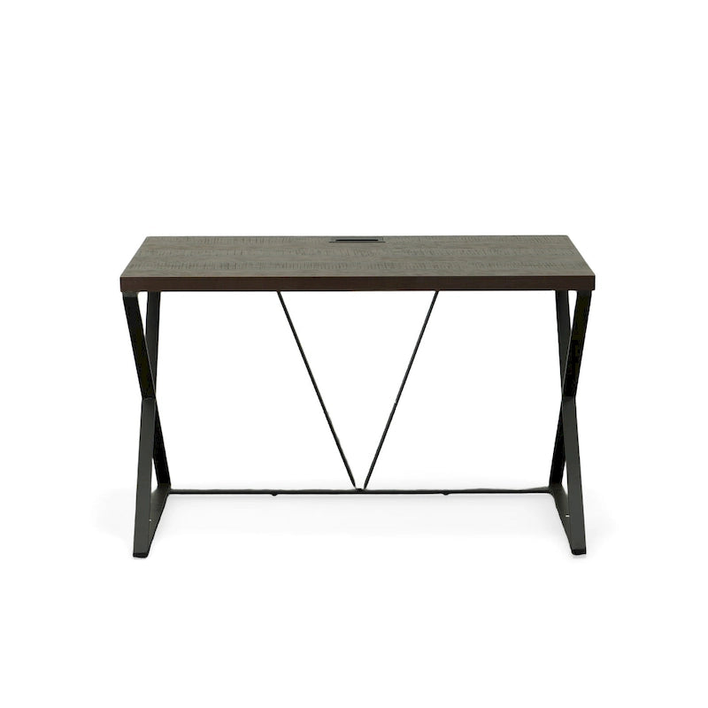 Computer Desk with Wood-Grain Top - Elm/Black
