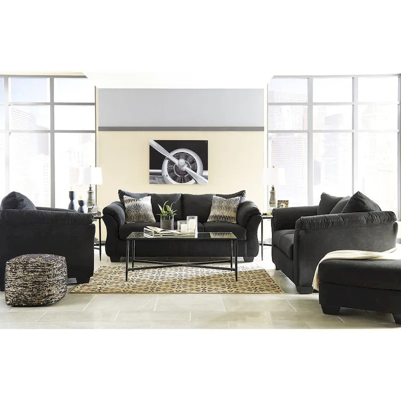 Sillón tapizado negro contemporáneo