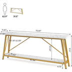 Mesa consola de dos niveles con estructura metálica