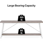 Mesa consola de dos niveles con estructura metálica
