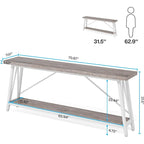 Mesa consola de dos niveles con estructura metálica