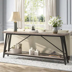 Mesa consola de dos niveles con estructura metálica