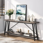 Mesa consola de dos niveles con estructura metálica