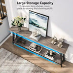 Mesa consola de dos niveles con estructura metálica