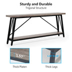 Mesa consola de dos niveles con estructura metálica