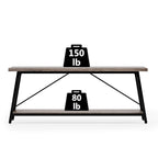Mesa consola de dos niveles con estructura metálica