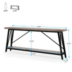 Mesa consola de dos niveles con estructura metálica