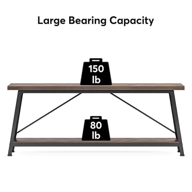 Mesa consola de dos niveles con estructura metálica