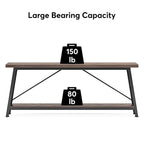Mesa consola de dos niveles con estructura metálica