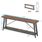 Mesa consola de dos niveles con estructura metálica