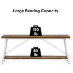 Mesa consola de dos niveles con estructura metálica