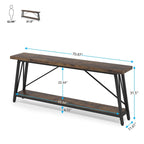 Mesa consola de dos niveles con estructura metálica