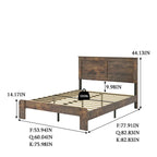 Struttura letto a piattaforma marrone scuro con doghe in legno