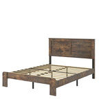 Struttura letto a piattaforma marrone scuro con doghe in legno