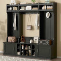Modular Entryway Hall Tree with Bench, Coat Hooks and Shoe Storage