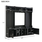 Modular Entryway Hall Tree with Bench, Coat Hooks and Shoe Storage