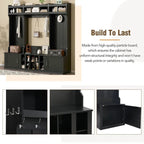 Modular Entryway Hall Tree with Bench, Coat Hooks and Shoe Storage