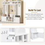 Modular Entryway Hall Tree with Bench, Coat Hooks and Shoe Storage
