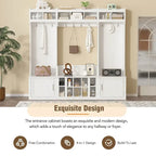 Modular Entryway Hall Tree with Bench, Coat Hooks and Shoe Storage