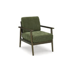 Green Upholstered Accent Chair with Exposed Frame