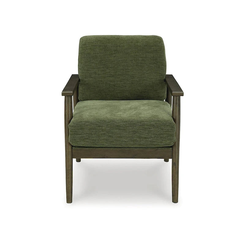 Green Upholstered Accent Chair with Exposed Frame