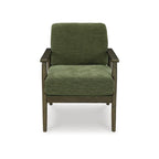 Green Upholstered Accent Chair with Exposed Frame
