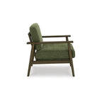 Green Upholstered Accent Chair with Exposed Frame