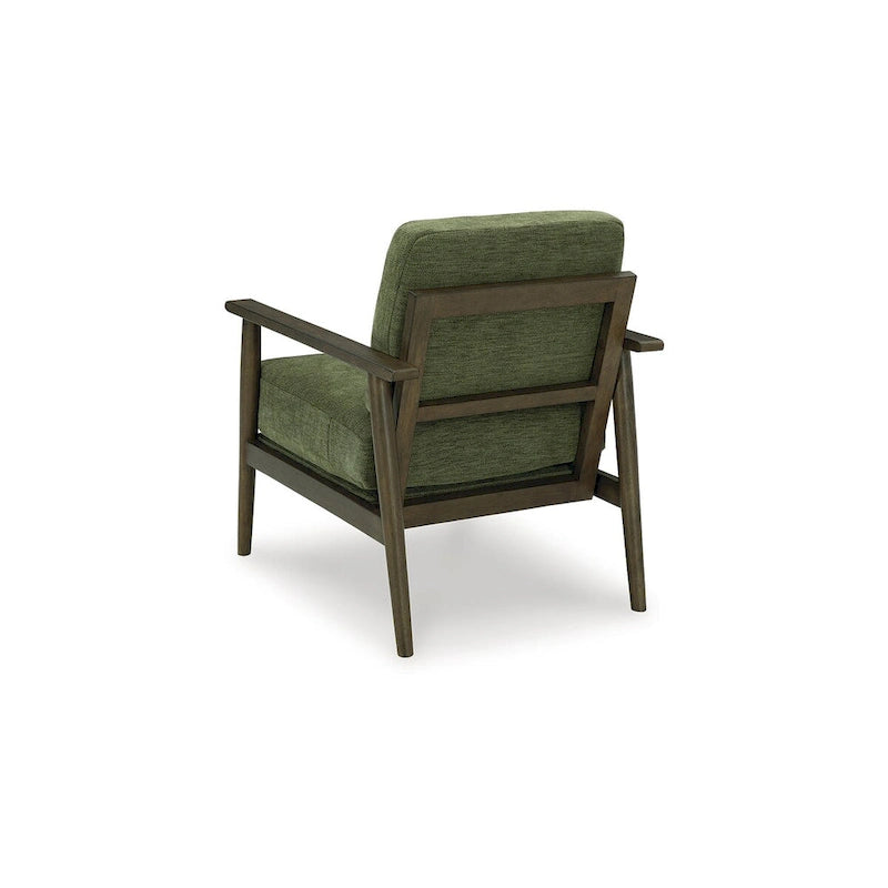 Green Upholstered Accent Chair with Exposed Frame