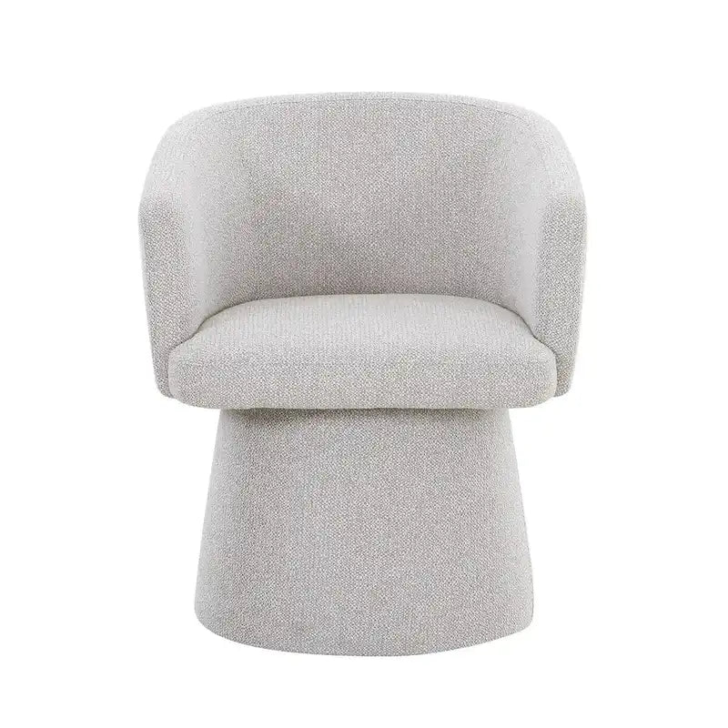 Silla de comedor tapizada gris claro con asiento acolchado