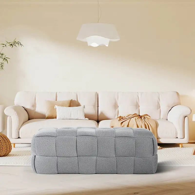 Pouf quadrato imbottito grigio
