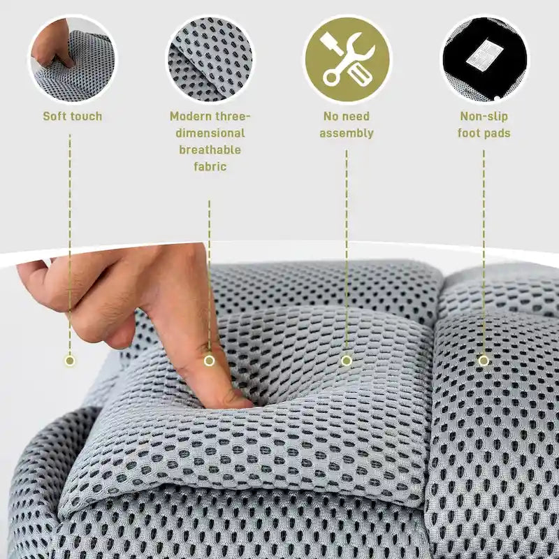 Pouf quadrato imbottito grigio